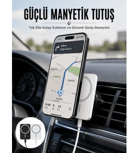 Kablosuz Şarj Aleti Magsafe Araç Içi Manyetik Şarj 15W İOS Uyumlu Yeni Nesil