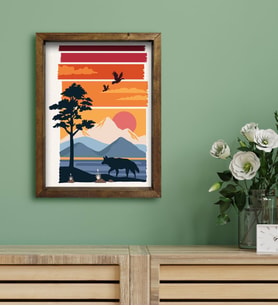 BK Gift Otel Odası Konseptli Doğal Masif Ahşap Çerçeveli Tablo 30x40cm-21