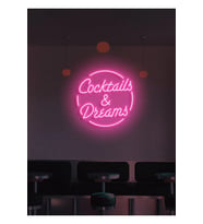 Coctails & Dreams Yazılı Neon Tabela