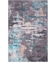 Eliana Home Baskılı, Yıkanabilir Kaymaz Taban Salon Halısı LNA1624 100x150 cm (Gri)