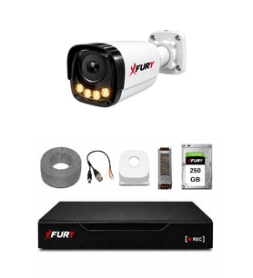 FURY 1 Kameralı Güvenlik Kamera Seti 4 Warm LED Gece Renkli Görüş 250GB HDD