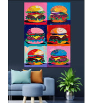 Renkli Burger Çeşitleri Pop Art Dekoratif Kanvas - Mdf Ahşap Tablo