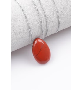 Red Jasper Doğal Taş Damla Model Kolye