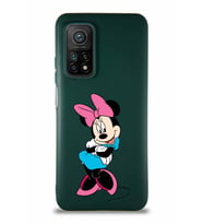 Xiaomi Mi 10T Pro Soft Premier Kapak Minnie Mouse-D Tasarımlı Silikon Kılıf - Yeşil (Şeffaf)