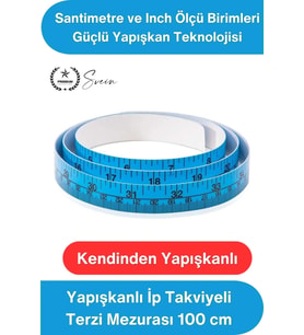 #Mezura Yapışkanlı İp Takviyeli Terzi Mezurası 100 cm PVC Cetvel Şerit Ölçüm Bandı Kendinden Yapışan
