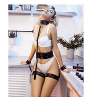 Arias Closet Siyah Tasma Kelepçe Bel ve Bacak Aksesuarlı Fantezi Harness Set