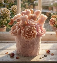 Premium Silindir Peluş Saksıda Mum Buketi