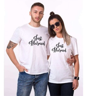 Tshirthane Just Married Sevgili Kombinleri Tshirt Kombini (Tek Ürün Fiyatıdır.)
