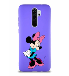 Xiaomi Redmi Note 8 Pro Soft Premier Kapak Minnie Mouse-F Tasarımlı Silikon Kılıf - Mor (Şeffaf)