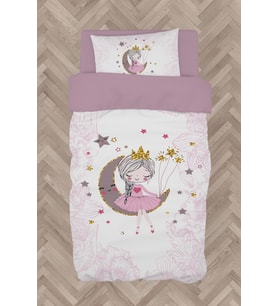MEKTA HOME BEBEK VE ÇOCUK ODASI Ay Üzerinde Oturan Kız Desenli Motifli Nevresim Takımı