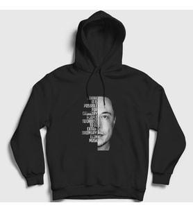 Presmono Unisex Siyah Extraordinary Elon Musk Kapüşonlu Sweatshirt 333697tt