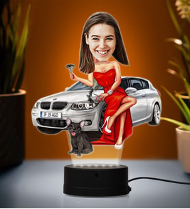 Doğum Günü Hediyesi,Sevgiliye Hediye, Kişiye Özel Fotoğraflı Güzel Kadın Karikatür 3D Led Lamba (Beyaz)