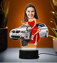 Doğum Günü Hediyesi,Sevgiliye Hediye, Kişiye Özel Fotoğraflı Güzel Kadın Karikatür 3D Led Lamba (Beyaz)