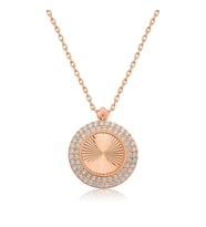 Gümüş Rose Oval Fırfır Bayan Kolye