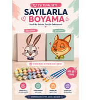Corvo Sayılarla Boyama 20x20 Cm Tuval Seti 2 ADET TUVAL Fırça Boya Dahil Çıtaya Gerili - TAVŞAN TİLKİ 2'Lİ Sevgiliye Hediye