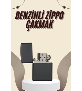 Çakmak Parlak Siyah Benzinli Çakmak Cep Boy Doldurulabilir