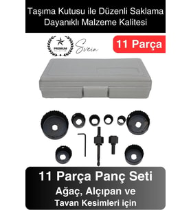 11 Parça Panç Seti Ağaç Kesme Testere Matkap Ucu Takımı Alçıpan Tavan Kartonpiyer Alyan Anahtar
