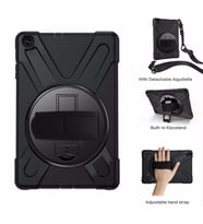 Samsung Galaxy Tab A 10.1 T510 T515 T517 Kılıf Defender Askılı Zırhlı Tank Case (Siyah)