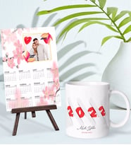BK Gift Kişiye Özel Yılbaşı Tasarımlı Kupa Bardak ve 13x18cm Fotoğraf Kartlı Şövaleli 2024 Takvim Hediye Seti-8