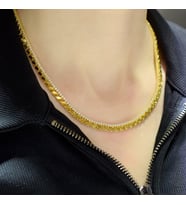 Taşlı Pullu Zincir Altın Kolye (Gold)