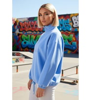 Kadın Dik Yaka Fermuarlı Polar Regular Kalıp Sweatshirt Fonksiyonel Dayanıklı Kaliteli Şık