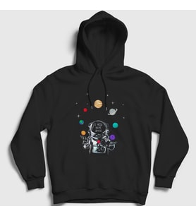 Presmono Unisex Siyah More Space Astronaut Space Astronot Uzay Kapüşonlu Sweatshirt 282657tt