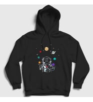 Presmono Unisex Siyah More Space Astronaut Space Astronot Uzay Kapüşonlu Sweatshirt 282657tt