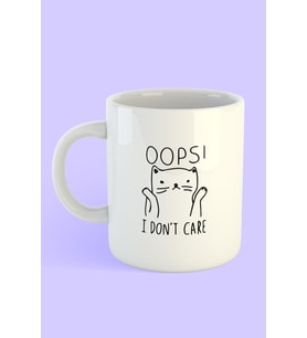 Kedi Oops! Beyaz Kupa