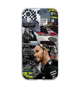 Iphone XR Uyumlu Lewis Hamilton Kolaj Tasarımlı Şeffaf Telefon Kılıfı