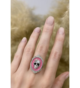 Pembe Kuru Kafa Yüzük – Cesur ve Stil Sahibi Görünüm, Ayarlanabilir Unisex Model