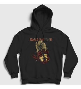 Presmono Unisex Siyah Hero Iron Maiden Kapüşonlu Sweatshirt 86171tt