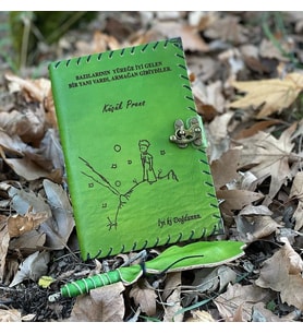 İsme Özel Küçük Prens Deri Defter Yeşil