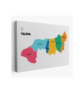 Yalova İli ve İlçeler Haritası  Dekoratif Kanvas Tablo 1481