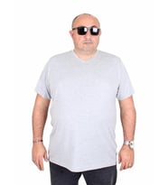 Starbattal Erkek Büyük Beden Likralı Basic V Yaka Tişört 11170 GRI MELANJ (Grimelanj)