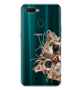 Oppo A5S/AX7/A12 Uyumlu Tatlı Kedi Desenli Şeffaf Telefon Kılıfı