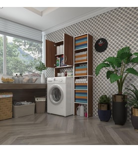 Kenzlife çamaşır makinesi dolabı veronikamaks cvz 180*096*20 banyo kapaklı arkalıksız raflı (Karışık)