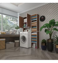 Kenzlife çamaşır makinesi dolabı veronikamaks cvz 180*096*20 banyo kapaklı arkalıksız raflı (Karışık)