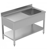 Electrolux Professional Tek Evyeli Tezgah, Evyesi 600x500 Mm, Damlalığı Solda, Taban Raflı - 1400 Mm, Plus LSGLG1416S