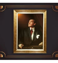 Özel Seri Paspartulu Çerçeveli Atatürk Tablo l24 (Gold)