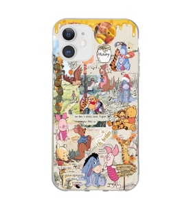 Iphone 11 Uyumlu Winnie The Pooh Kolaj Tasarımlı Şeffaf Telefon Kılıfı