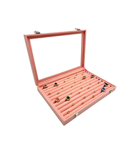 Yüzük ve Koldüğmesi Kutusu Pembe Süet