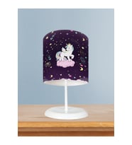 MEKTA HOME BEBEK VE ÇOCUK ODASI Pembe Bulut Üzerinde Unicorn Desenli Mor Abajur