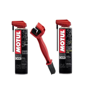 Motul Bakım Seti C1 Zincir Temizleme 400ml + C4 Zincir Yağlama 400ml + Zincir Fırçası