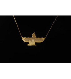 Kişiye Özel 925 Ayar Gümüş Antik Mısır Maat Adalet Tanrıçası Sembol Kolye (Gold)
