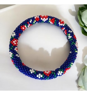Chibeads Lacivert Çiçekli Kadın Bileklik