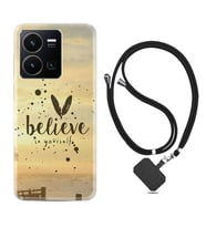 Vivo Y35 Kılıf Resimli Boyun Askılı İpli Desenli Silikon Belive in Yourself 1316