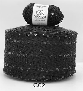 Vavio Fantazi İri Pullu El Örgü ipi 50gr - Siyah/s