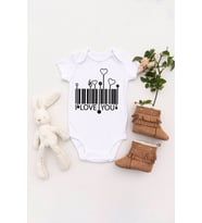 Unisex Bebek Barkod Love You Baskılı Body Zıbın