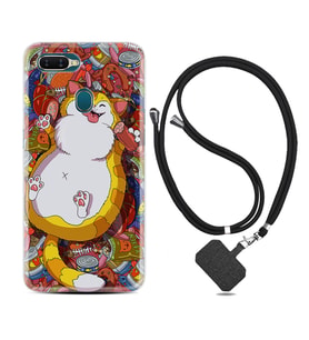 Oppo A5S A15 A16 A54 A55 A73 A74 Kılıf Boyun Askılı Silikon Tombul Kedi 1739