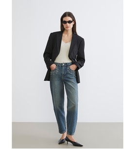 LCW Jeans İndigo Barrel Fit Taşlı Kadın Jean Pantolon
